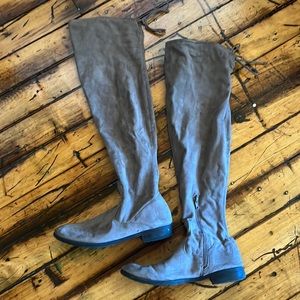 Unisa Grey suede thigh high boots